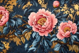 复古风牡丹花卉图案设计