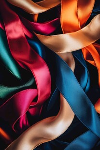 多彩丝滑缎带交织之美