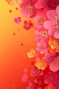 缤纷繁花渐变背景图