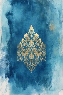 蓝底金花纹艺术图案
