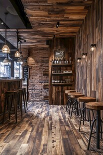 复古风木质酒吧室内空间