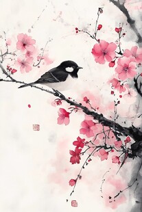 枝头春燕伴繁花