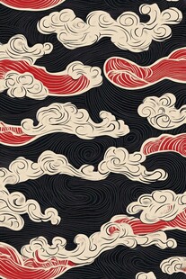 中式云纹海浪图案纹理