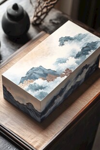 中式山水图案精美收纳盒