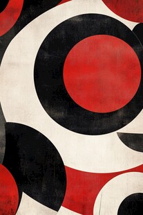 红黑白几何图案抽象画