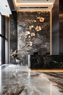 奢华大理石前台装饰设计