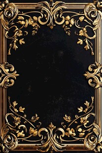 奢华黑金花纹装饰边框