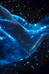 蓝色粒子动态波浪背景图