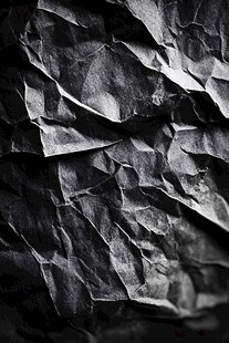 皱巴巴的黑色纸张纹理