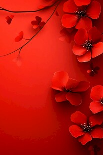 红底娇艳花朵装饰图案