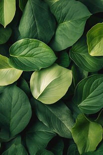 翠绿叶片的自然纹理之美