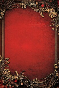 复古红底金色花纹装饰框