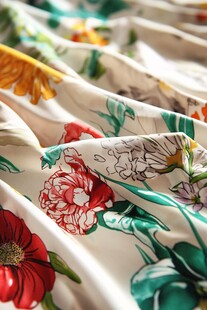 花卉图案布料特写