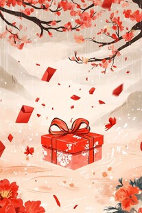春日礼盒飘红浪漫场景