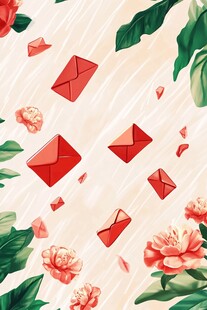 浪漫花卉与飘落红包场景