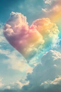 心形彩云映蓝天