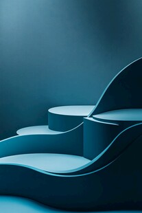 蓝色曲线几何立体展示台