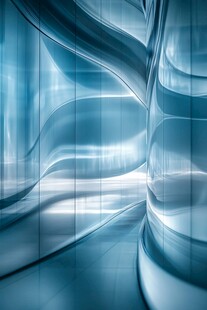 未来感蓝色流体建筑空间