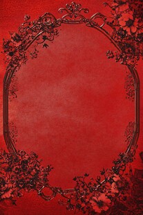 复古红底花卉边框背景图