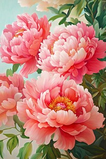 艳丽盛开的粉色牡丹花