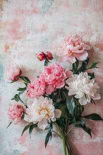 粉色系芍药花清新静物图