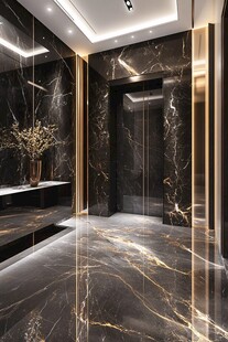 奢华大理石电梯厅室内设计