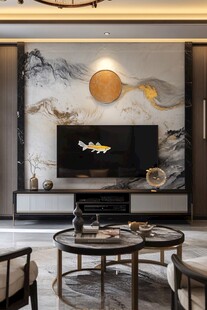 新中式客厅电视背景墙设计