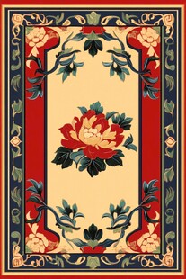 中式牡丹花纹精美地毯