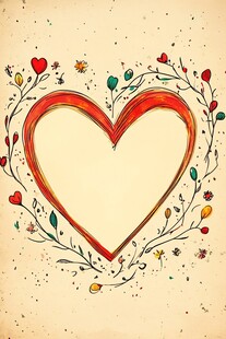 手绘爱心花环浪漫背景图