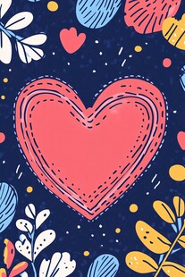 手绘爱心花卉装饰图案