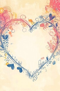 心形花卉装饰图案背景