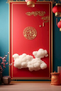 中式喜庆背景的吉祥装饰
