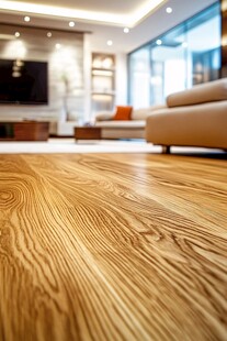 温馨客厅的木质地板特写