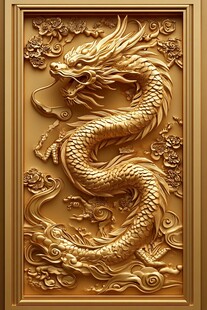 金色龙纹浮雕精美艺术作品