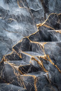 黑金大理石楼梯纹理之美