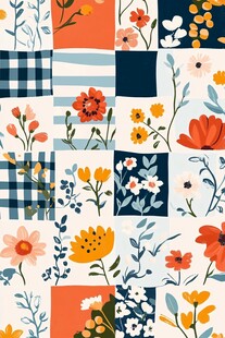 花卉拼贴图案设计