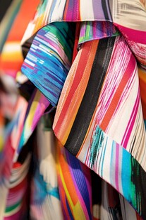 多彩条纹布料特写