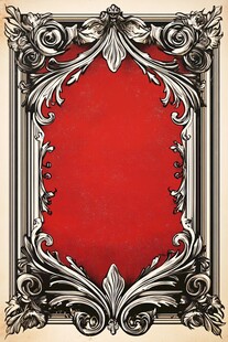 复古华丽红底雕花装饰框