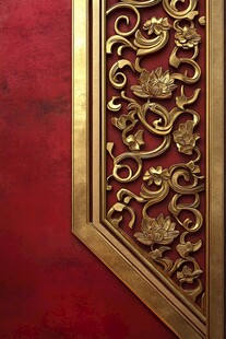红墙金饰雕花精美细节
