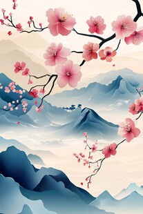 春日山景桃花烂漫图