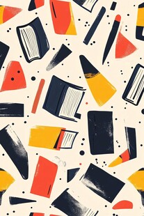 多彩文具书本创意图案