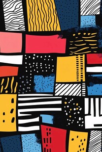 抽象几何色块拼接艺术图案