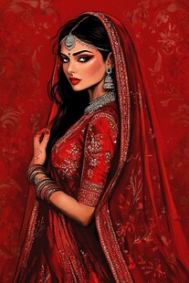 印度红衣新娘的优雅风采