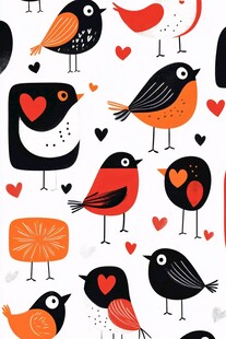 可爱小鸟与爱心图案设计