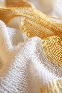 金黄白交织的精美织物纹理