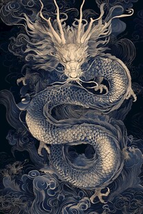 中式古风祥龙绘