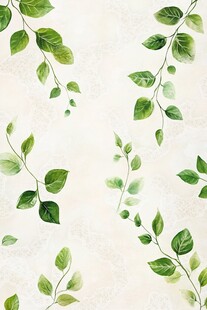 清新绿叶手绘无缝背景图