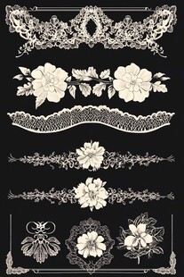 复古花卉蕾丝装饰图案集