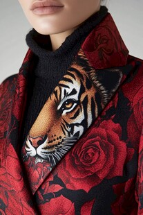 玫瑰老虎印花时尚外套