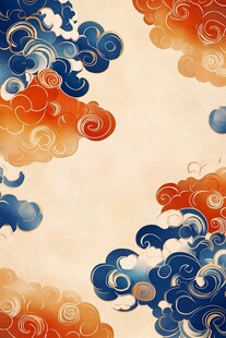 中式复古祥云图案背景